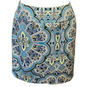East 5th size 16 turquoise/Blue Mini Pencil Skirt medallion print Wear